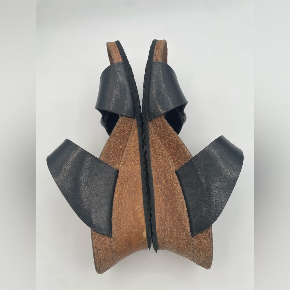 Women’s Birkenstock Papillio Black Leather Sandals Wedges EU 39 US 8-8.5 Comfort - Picture 7 of 8